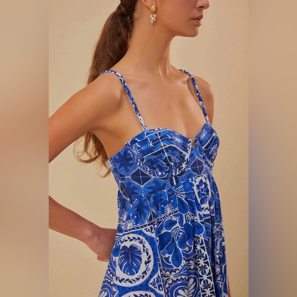 NWT FARM RIO Blue Tile Dream Maxi Dress - Picture 2 of 9